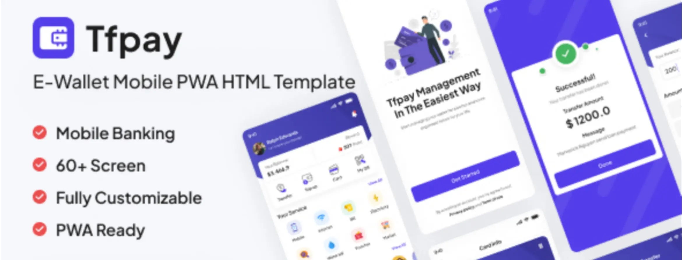 Tfpay | E-Wallet Mobile PWA HTML Template
