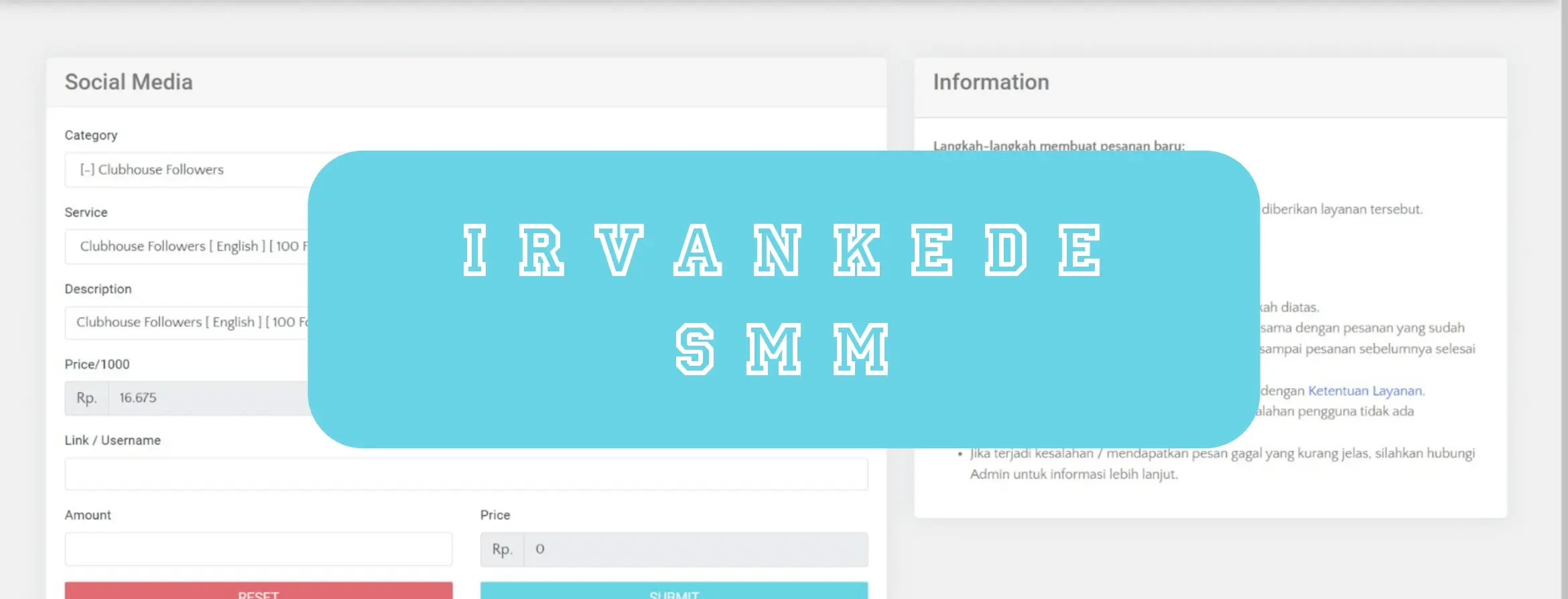 Web SMM Panel Official by Irvankede &  Paydisini