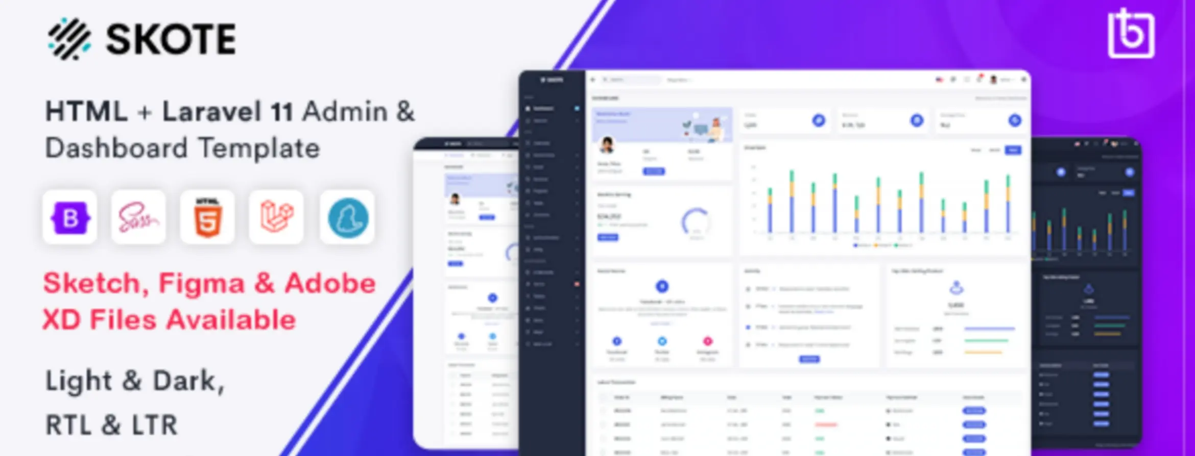 Skote - HTML Admin Dashboard Template