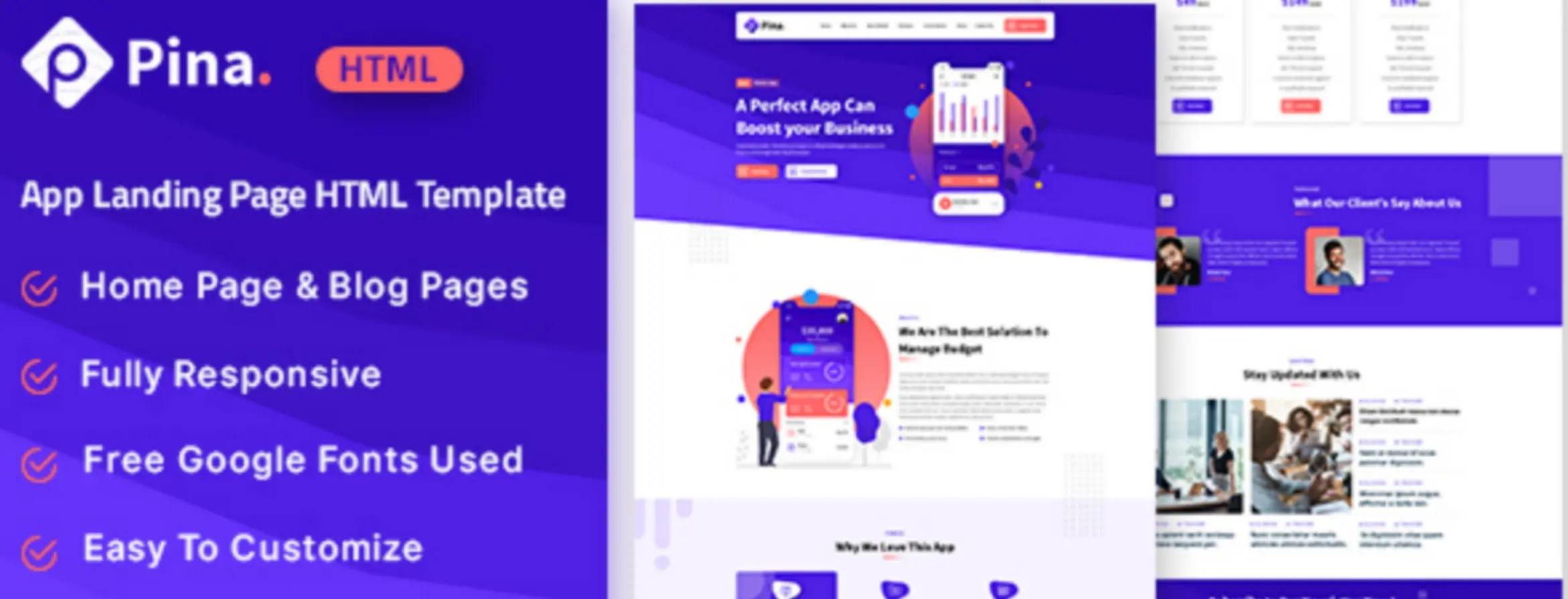 Pina - App Landing Page HTML Template
